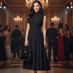 Haute Couture "Red Velvet" brand black stunning evening dress size 6 new tags